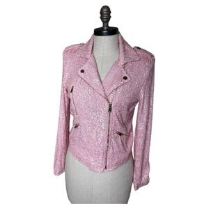 Generation Love 2 piece M Light Pink Robin Moto Sequins jacket and shorts NWT